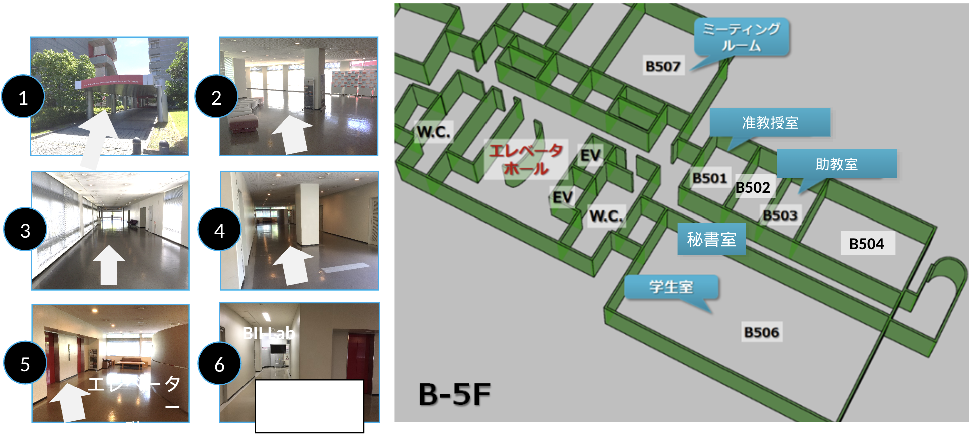入口から研究室までの案内図